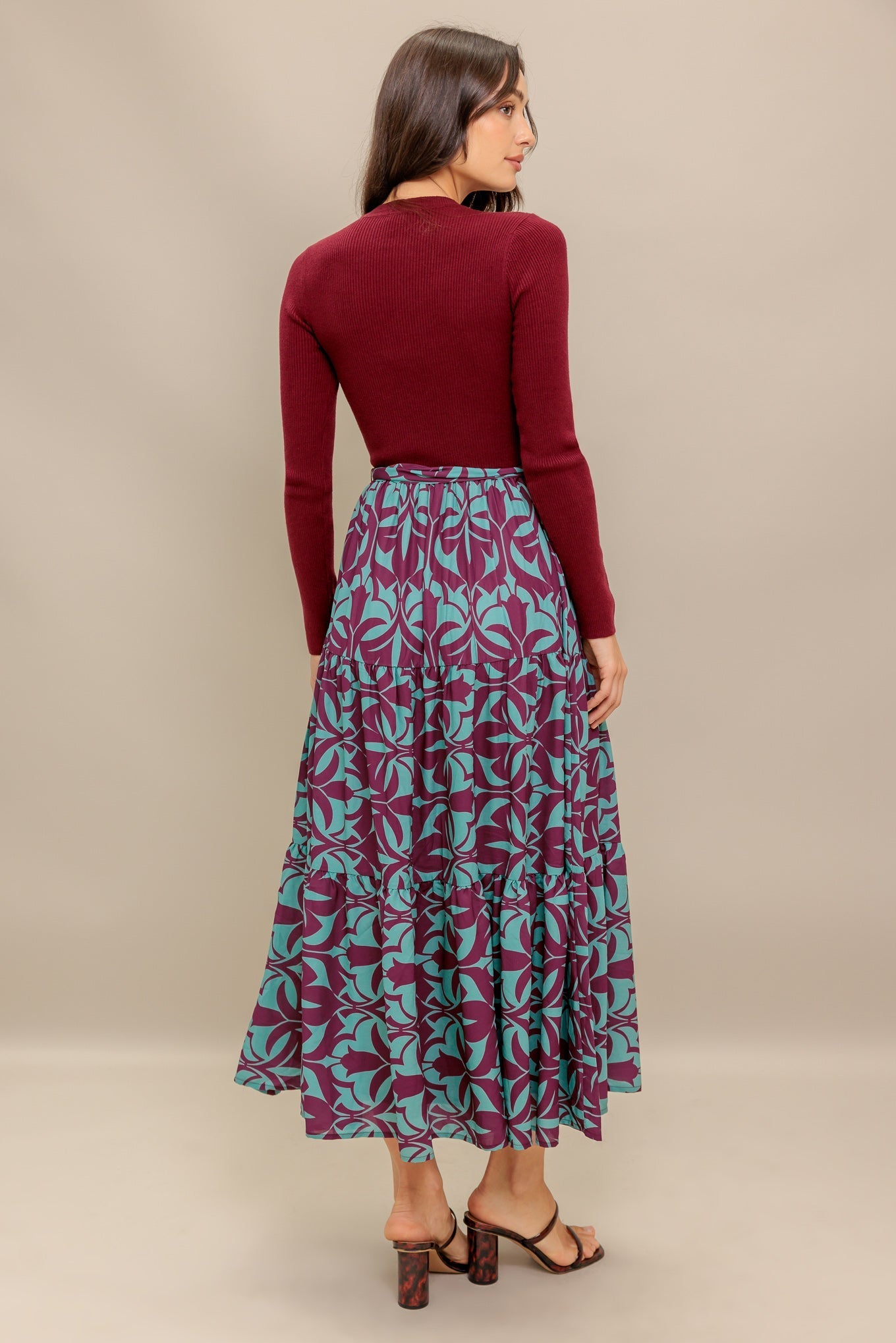 SANGRIA BLOOM WOVEN MIDI DRESS Flying Tomato